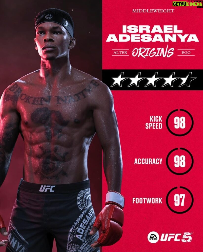 Israel Adesanya Instagram - The Hokage from the village hidden in the streets! Throw it 🔙#UFC5 Alter-Ego origins in UFC 5 ➡️ @easportsufc New Zealand