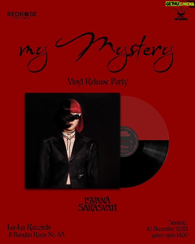 Isyana Sarasvati Instagram - Isyana Sarasvati - my Mystery EP Vinyl Release Party. 10 Dec 2023 at Lala Records Jakarta (Inside Oz Radio Kemang) 📍 This vinyl contains 6 tracks including Isyana featuring Deadsquad 🤘 Available (limited) in 2 tone colors (red & black) with poster and a 20 page booklet 🖤❤️ IDR. 475.000,- Online order via : Lala Records Tokped, link in bio 🔗 Slide the post for more details ‼️ See you 🫶🏻 #vinyligclub #piringanhitam #isyana #deadsquad #isyanasarasvati #recordstore #vinyl #vinylrecords #lalarecords 90.8 FM OZ RADIO JAKARTA