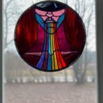 Ivy Winters Instagram - New handsome fella I just finished. Will enjoy him in my window for a bit before I put him up for sale. ❤️ #leadedwindow #stainedglass #kdlang #misschatelaine #thescarletopera #mustache #gay #rainbow #leather #lead