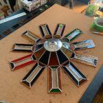 Ivy Winters Instagram - Finished making a stained glass lamp. I used a lot of my scrap glass pieces so I wasn’t sure how it was going to look all put together. I’m very happy the way the colors kaleidoscope into one another as it rotates!It also turns my dining room into a disco at night 😂 #handmade #tiffanystylelamp #leadedglass #lamp #diy #stainedglass #stainedglasslamp #solder #crystal