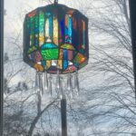 Ivy Winters Instagram - Finished making a stained glass lamp. I used a lot of my scrap glass pieces so I wasn’t sure how it was going to look all put together. I’m very happy the way the colors kaleidoscope into one another as it rotates!It also turns my dining room into a disco at night 😂 #handmade #tiffanystylelamp #leadedglass #lamp #diy #stainedglass #stainedglasslamp #solder #crystal