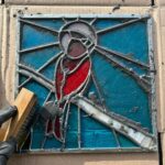Ivy Winters Instagram - A cardinal panel I created for my cousin ❤️ I enjoyed making this piece for her. I included a little video of the cementing process. It was a breezy cold day and my wind-chimes were just a singing ❤️ #cardinal #stainedglass #leadedwindow #cement #windchimes