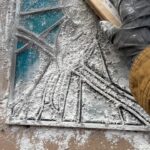 Ivy Winters Instagram - A cardinal panel I created for my cousin ❤️ I enjoyed making this piece for her. I included a little video of the cementing process. It was a breezy cold day and my wind-chimes were just a singing ❤️ #cardinal #stainedglass #leadedwindow #cement #windchimes