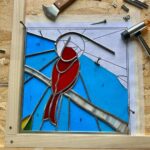 Ivy Winters Instagram - A cardinal panel I created for my cousin ❤️ I enjoyed making this piece for her. I included a little video of the cementing process. It was a breezy cold day and my wind-chimes were just a singing ❤️ #cardinal #stainedglass #leadedwindow #cement #windchimes