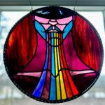 Ivy Winters Instagram - New handsome fella I just finished. Will enjoy him in my window for a bit before I put him up for sale. ❤️ #leadedwindow #stainedglass #kdlang #misschatelaine #thescarletopera #mustache #gay #rainbow #leather #lead
