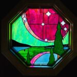 Ivy Winters Instagram - I had a fun time making this northern lights window for my folks house. Each beveled star represents a direct member of our family. So happy how it fit right into the octagon frame as this was my first octagon window! Jamin out to #gilbertosullivan #stainedglass #leadedwindow #forrest #northernlights #antiqueglass