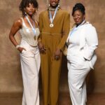 J. Harrison Ghee Instagram - Grammy nominee reception. So humbled by the experience of being at the Grammy’s for our @somelikeithotmusical album, excited to celebrate with my cast mates @missadriannahicks and @natashayvettewilliams as well as @concordshows 📸: @timothynorris Thanks for the jewels @jeromelamaar ✨ #grammys #grammynominated #dad sit