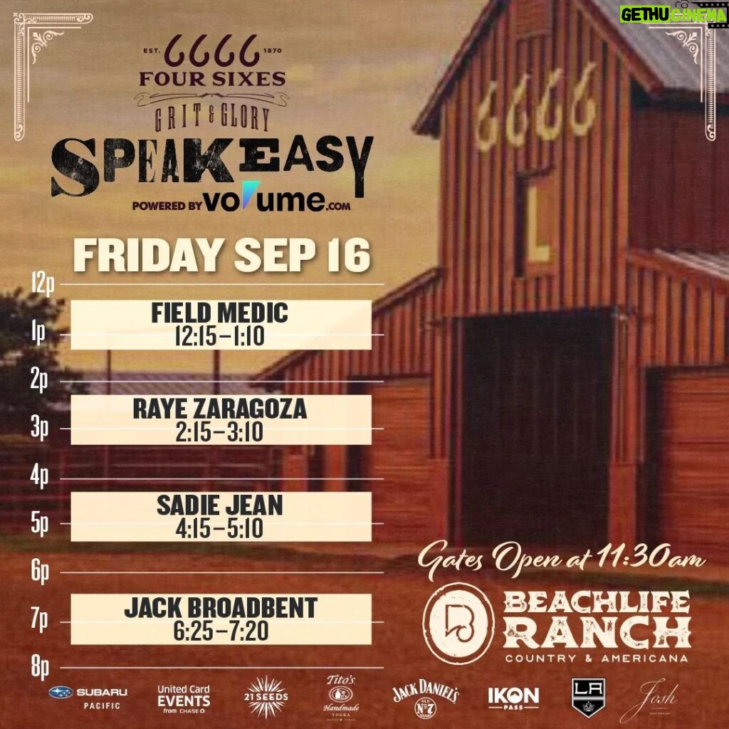 Jack Broadbent Instagram - Jack is stoked to be added to the BeachLife Ranch lineup! Make sure and stop in the 6666 Grit n Glory SpeakEasy powered by Volume.com. Some of the coolest performances of the weekend are happening here! Tickets on sale NOW at beachliferanch.com!