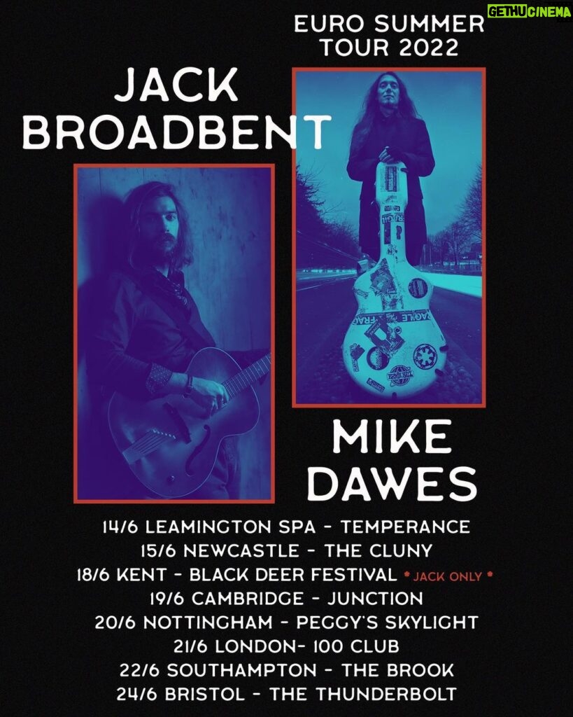 Jack Broadbent Instagram - Not long now!!! UK Tour starting next week. Got your tickets yet? Can’t wait to bring my new songs to the UK and have some fun along the way with Mr @mike_dawes 🇬🇧 #jackbroadbent #mikedawes #uk #livemusic #tour England