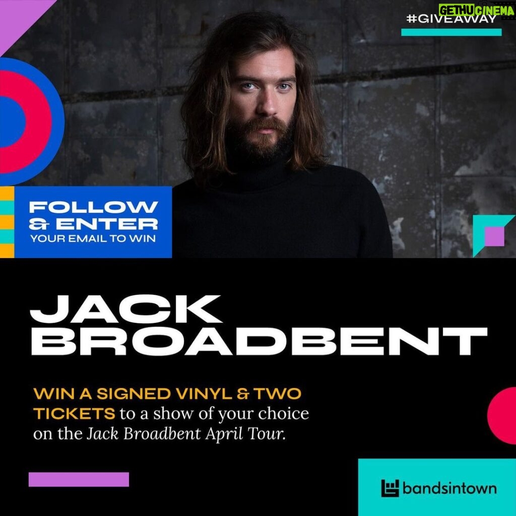 Jack Broadbent Instagram - I’m teaming up with @bandsintown to give away a signed vinyl and a pair of tickets to a show! Click the link in stories, hit Follow and enter your email for a chance to win. Contest ends April 1st.