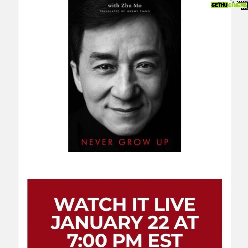 Jackie Chan Instagram - Join me LIVE on my official Facebook page: 成龍 Jackie Chan (https://facebook.com/jackie/ ) for my book signing on Tuesday January 22 at 7:00pm EST. Remember to tune in!!