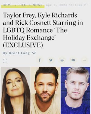 Jake Helgren Instagram - Welp, thank you @variety , the cat is out of the bag!  My third LGBTQ+ holiday romance coming your way this holiday season. 🎄 

The Holiday Exchange stars this beautiful cast @taylorfrey @rickcosnett @kylerichards18 @mr.samersalem @dantheman7886 @camila @axemefink @thenickadams @kyledeanmassey @joeaaronreid @theleejones @coltontran @blakecoopergriffin and @kevinhager1377 !!

Such a fun script from @taylorfrey and thanks to my boys @taylorfrey and @kyledeanmassey for helping bring this beauty to life! ❄️

🎥: @hmartinez_dp 
🖼️: @artdaddybarrios 
👗: @letlastyleyou 
💄: @makeupbyjacqie 
👱: @sweetdreamsmakeup 
Production: @kristifor @chris_k422 @chase_sells_atl @joshua_reeves503 🥰
.
.
#highteaproductions