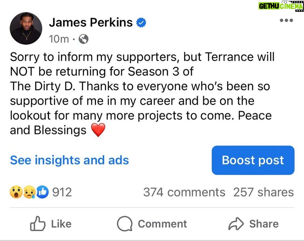 James Perkins Instagram - It’s been great.