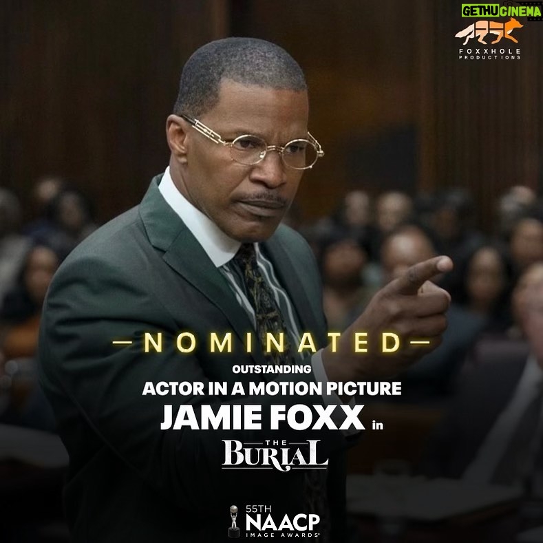 Jamie Foxx Instagram - Super thankful to the @naacpimageawards for these nominations “The Burial “… “They Cloned Tyrone”… “Story Avenue”… I cannot tell you how great it feels to be recognized by our own… and big thanks to @datariturner your vision and your relentlessness to get all of our projects done at the top of expertise and execution has been something to marvel.. you have put Foxxhole productions on the map, and we continue to keep making incredible artistic strides!!! And on a personal note I am humbled and thankful to God that I get a chance a second chance to enjoy and appreciate life… @frequency11 @corinnefoxx ❤️❤️❤️❤️❤️. #swipeleft