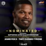 Jamie Foxx Instagram - Super thankful to the @naacpimageawards for these nominations “The Burial “… “They Cloned Tyrone”… “Story Avenue”… I cannot tell you how great it feels to be recognized by our own… and big thanks to @datariturner your vision and your relentlessness to get all of our projects done at the top of expertise and execution has been something to marvel.. you have put Foxxhole productions on the map, and we continue to keep making incredible artistic strides!!! And on a personal note I am humbled and thankful to God that I get a chance a second chance to enjoy and appreciate life… @frequency11 @corinnefoxx ❤️❤️❤️❤️❤️. #swipeleft
