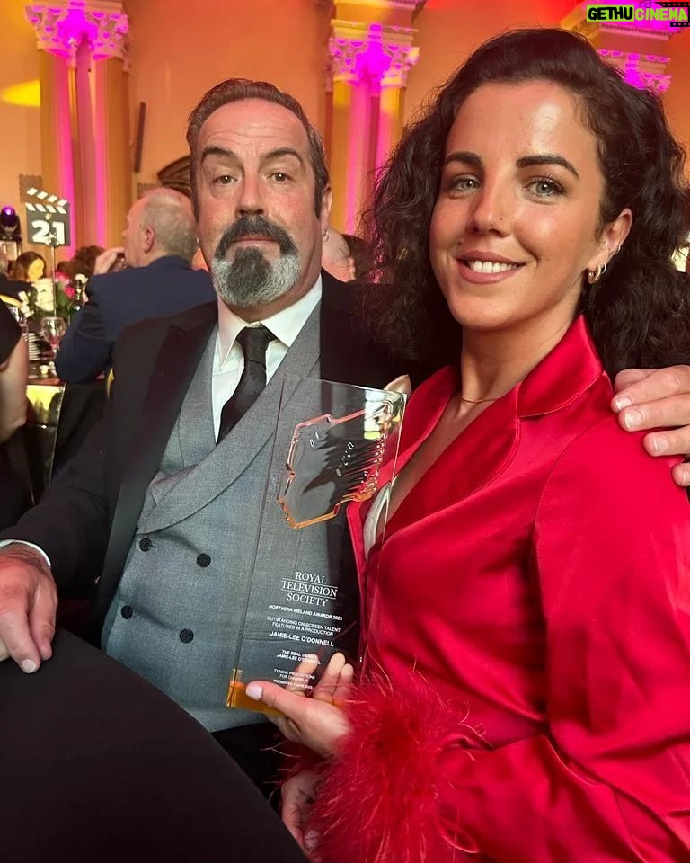 Jamie Lee O'Donnell Instagram - Delighted to win #rtsni 👗 @nadinemerabi 🤵 @tomorrowsmenswear ❤ thanks to everyone who was involved in the doc Really appreciated!
