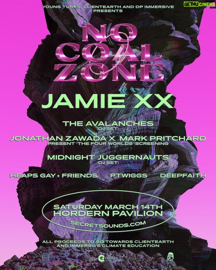 Jamie XX Instagram - I always love the parties, shows and energy in Australia. Seeing the impact the fires had on the environment and people earlier this year, I really wanted to help raise money in support of something that makes a long-term difference to climate change worldwide. Sydney on the 14th is going to be a great rave -  all in aid of ClientEarth and the work they do cut the planet’s carbon emissions by stopping the building of coal fired power stations. I already offset my own carbon emissions from flying and will be doing so for this gig Sydney, Australia