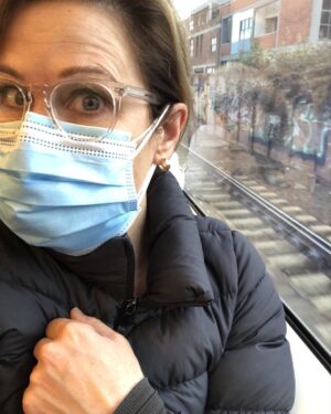 Jane Hall Instagram - On train. Double mask. Also, what part of ‘V Line Quiet Carriage’ does every single passenger this afternoon seem to NOT UNDERSTAND??? 🤬