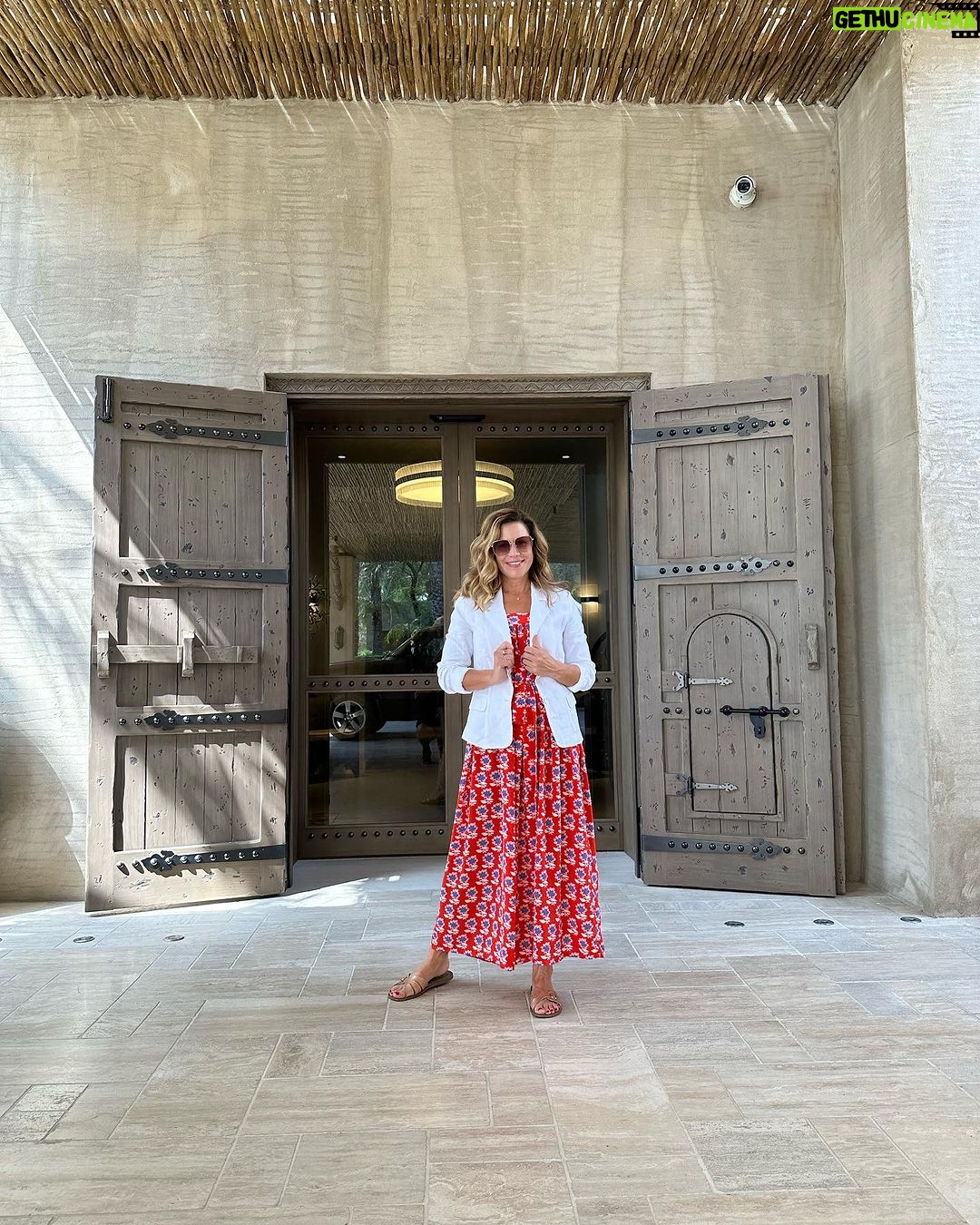 Jane Hall Instagram - We went on a desert safari at @babalshamshotel and it was incredible. And hot. And exhilarating. And hot!! We laughed all the way…. Can’t wait for you to see it on our ep of @luxury.escapes Honestly, this is an incredible experience!! My dress is @bonne.com.au Pure, cool silk. Thanks to @eugeneloane the superstar in all things photographic, and obs @thecrazybull for putting up with me shrieking on the dunes!!!!!!