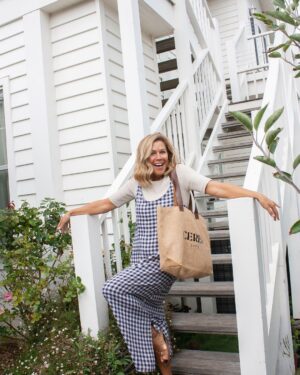 Jane Hall Instagram - I love me a good slip dress and this beauty was gifted to me by @cereslife . It’s super cute, affordable AND made from ‘Rescue’ fabric… remnants that are reclaimed and remade to reduce environmental impact. ❤️❤️Also wearing their ribbed cotton tee… so comfy! Go check out their feed… so much to love. ❤️❤️ Thanks to @henriettacreative for the pics 🥰