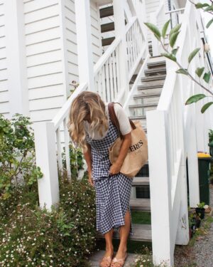 Jane Hall Instagram - I love me a good slip dress and this beauty was gifted to me by @cereslife . It’s super cute, affordable AND made from ‘Rescue’ fabric… remnants that are reclaimed and remade to reduce environmental impact. ❤️❤️Also wearing their ribbed cotton tee… so comfy! Go check out their feed… so much to love. ❤️❤️ Thanks to @henriettacreative for the pics 🥰
