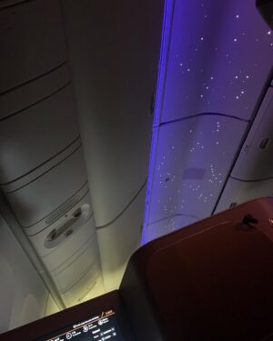 Jane Hall Instagram - Guys, @etihad Business Class is not mucking around. Here’s me just about to nod off, here’s the pretty star light ceiling that I’m looking at while LYING DOWN with an actual doona, and here’s the brekky I felt compelled to eat, even though apparently the local time was 1.30am. And I am not regretting it ONE BIT. How much better than this could first class be?? Does anyone even know?? This @luxury.escapes caper suits me. ☺️😂😎