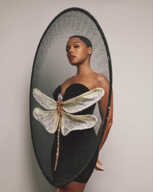 Janelle Monáe Instagram - F l o a t 🧚🏾‍♂️🪰🪐

Dragonfly Couture: @rahulmishra_7
Shoes: @jimmychoo
Earrings: @davidyurman
Glamily: @hair_sulon 
@shespolished 
@mandelkorn
Photog: @mr_dadams 

#theageofpleasure #grammys2024 #albumoftheyear #bestprogressiverandbalbum
