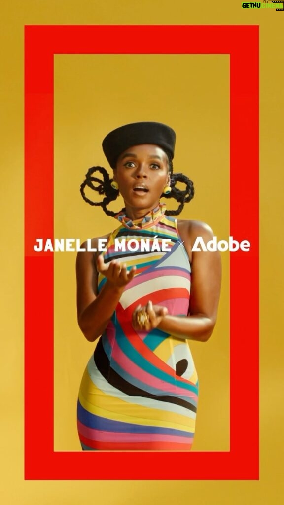 Janelle Monáe Instagram - I’m so excited to announce my partnership with @adobe. Together, we’re dreaming bigger to create more vibrancy and excitement in the world through creativity 🚀🔥 Stay in the loop on what’s to come at http://creativitytour.adobe.com. #ad