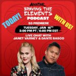 Janet Varney Instagram - TODAY! Ever wanted to talk about Avatar with us? Now’s your chance! Join us in the live chat at 3 PM PT TODAY on the official Avatar YouTube channel for the season premiere of the Braving the Elements podcast! Get your burning questions ready!