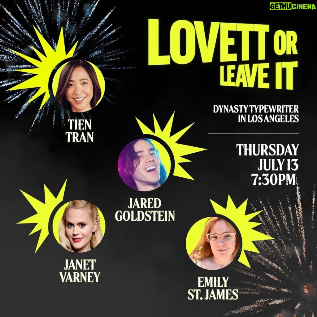 Janet Varney Instagram - A wk from tonight I'll be at @dynastytypewriter on Lovett or Leave It w/a bevy of luminaries! crooked.com/events has more!