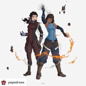 Janet Varney Instagram - REPOSTING @pepedraws! “Korra and Asami Fanart ❤️
•
It’s been long since I last draw them and felt like I needed to make some Fanart for my favorite girls”
•
#korra #asami #korrasami #avatar #avatarthelastairbender #thelegendofkorra #pride #pridemonth