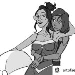 Janet Varney Instagram - REPOSTING @artofserenawu! “Happy #pridemonth from one bisexual woman (me) to my two favorite bisexual girlfriends (Korra and Asami) 🌈🌈🌈 #korrasami #legendofkorra #gaypride #beachday #figuredrawing #girlfriends “