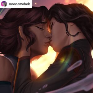 Janet Varney Instagram - REPOSTING @moosamabob: Passion!
“First fanart of LoK, which is one of my all time favorite shows. This was really fun, making an energetic expression of love b/t these two. Playing around with the elements was insanely fun :)”
-
#pride #pridemonth 
#legendofkorra #lok #korrasami #love #kiss #lgbtq #lgbtqcharacters #rainbow #fanart #lokfanart #legendofkorrafanart #korra #asami #korrafanart #asamifanart #waterbending #firebending #airbending #illustration