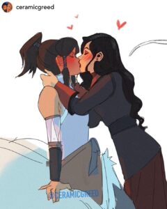 Janet Varney Instagram - REPOSTING @ceramicgreed’s Korrasami! ❤️❤️❤️ #korrasami #korrasamiart #korrasamifanart #korra #avatarkorra #korrafanart #TLOK #tlokfanart #ATLA #ATLAfanart #AvatarTheLastAirbender #Legendofkorra #Asami #fanart #caitvi #catradora #pride #pridemonth