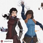 Janet Varney Instagram - REPOSTING @pepedraws! “Korra and Asami Fanart ❤️ • It’s been long since I last draw them and felt like I needed to make some Fanart for my favorite girls” • #korra #asami #korrasami #avatar #avatarthelastairbender #thelegendofkorra #pride #pridemonth