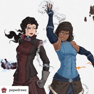 Janet Varney Instagram - REPOSTING @pepedraws! “Korra and Asami Fanart ❤️
•
It’s been long since I last draw them and felt like I needed to make some Fanart for my favorite girls”
•
#korra #asami #korrasami #avatar #avatarthelastairbender #thelegendofkorra #pride #pridemonth