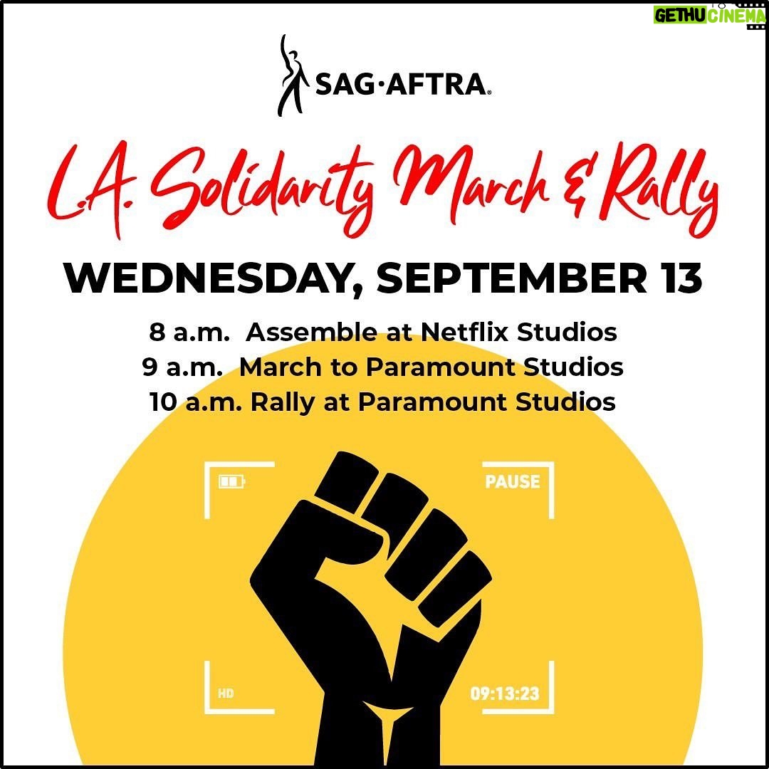 Janet Varney Instagram - RN! @sagaftra: ✊L.A. Members Assemble! Today's the day we're taking over Hollywood, marching from Netflix (1456 N Van Ness) to Paramount (5433 Melrose Ave.)! Get ready to show them the strength of performers (and special guests)! 🚀💫#SagAftraStrong