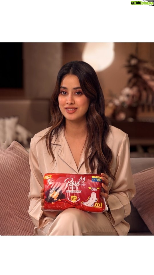Janhvi Kapoor Instagram - Leakage & Staining on Period Nights? Not for us! Here's Janhvi's secret for restful, worry-free period nights. #PareeSuperNights XXL Sanitary Pads. So sleep tight with Paree Super Nights! ✨ Shop now, link in bio! #PareeSanitaryPads #HeavyFlowChampion #SanitaryPads #MenstrualHygiene #PeriodHealth #HealthandHygiene #WomenEmpowerment #Menstruation #MenstrualCycle #Comfort #Confidence #Unstoppable #PutYourWingsOn #JanhviKapoor