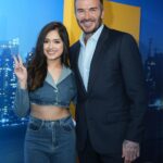 Jannat Zubair Rahmani Instagram - Can’t get over Sir David’s warmth and humbleness 🤍 @davidbeckham #BeckhamXMeta Styled by @namitaalexander Wearing @appapop Makeup @ayeshaqmakeup Hair by @hashmita.jadhav2005