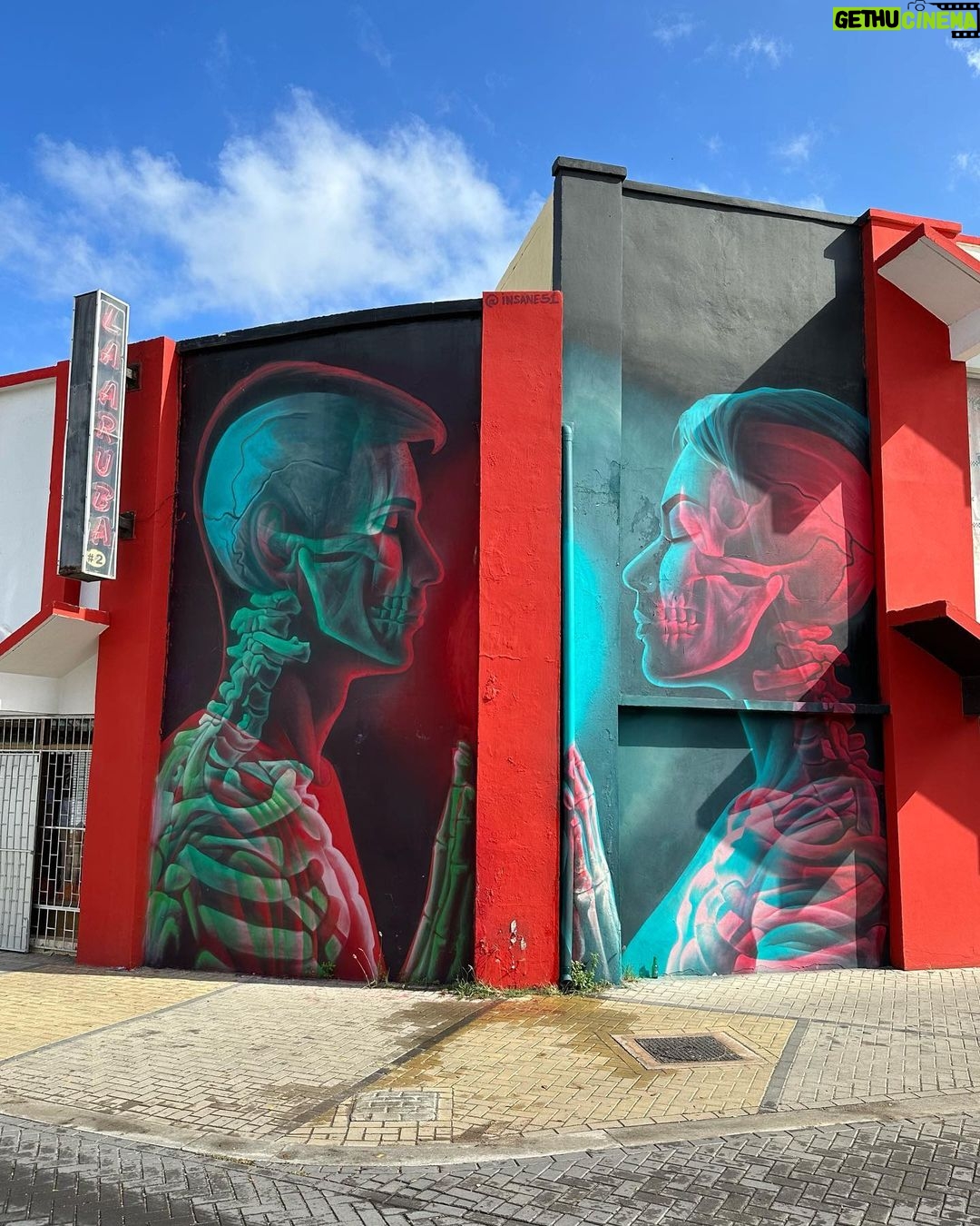 Jannik Schümann Instagram - In love with the innovative streetart by @insane51 🔵🔴 I highly recommend @arubamural to get an insight in the impeccable streetart in San Nicholas! Thanks for being the perfect tour guide, @jean_cherouny 💛 @arubatourism @arubatourismus #arubatoursim @arubaonehappyisland #insane51 San Nicolas, Aruba