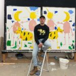 Jannik Schümann Instagram - visiting one of my fav artists in his studio - @andi___fischer