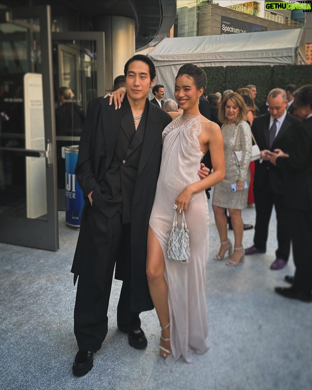 Jasmin Savoy Brown Instagram - Apparently hier soir I went to The Emmys on behalf of @yellowjackets wearing custom @givenchy ? I’m still not sure if this was a dream…. @jaoven you are my PRINCE! Thank you for making me feel beautiful and confident. I was mistaken for @youngmazino date! Or was he mistaken for mine? 🤔 A slay either way. @itsamandalim worked with @jaoven & @givenchy to make this happen. I could kiss them all! @itsamandalim also took these photos. @monicajv kept everyone on track and made me feel my best. @takishahair got nasty with my hair. @salvadorgonzalezmakeup & I are in a fight about this makeup. SNATCHED!!!!! @jimmychoo on the shoe. @judithleiberny in my hands. @dena_kemp & @shayjewelry jewelry. @jessnagytattoos on my arm.