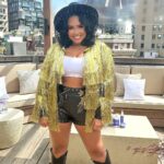 Jasmine Davis Instagram - headed to see my girl @beyonce with @sheamoisture 🐝 jacket: @nastygal (sourced by @aisyawashington_) shorts: @nastygal boots: @fashionnovacurve hat: @nastygal hair: @canvasbymo + @sheamoisture perfume: @kayali #scalpcheckstylecheck #beyoncerenaissance #getdressedwithme #grwm #fashionstyle #fashionnovacurve New York, New York