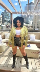 Jasmine Davis Instagram - headed to see my girl @beyonce with @sheamoisture 🐝 jacket: @nastygal (sourced by @aisyawashington_) shorts: @nastygal boots: @fashionnovacurve hat: @nastygal hair: @canvasbymo + @sheamoisture perfume: @kayali #scalpcheckstylecheck #beyoncerenaissance #getdressedwithme #grwm #fashionstyle #fashionnovacurve New York, New York