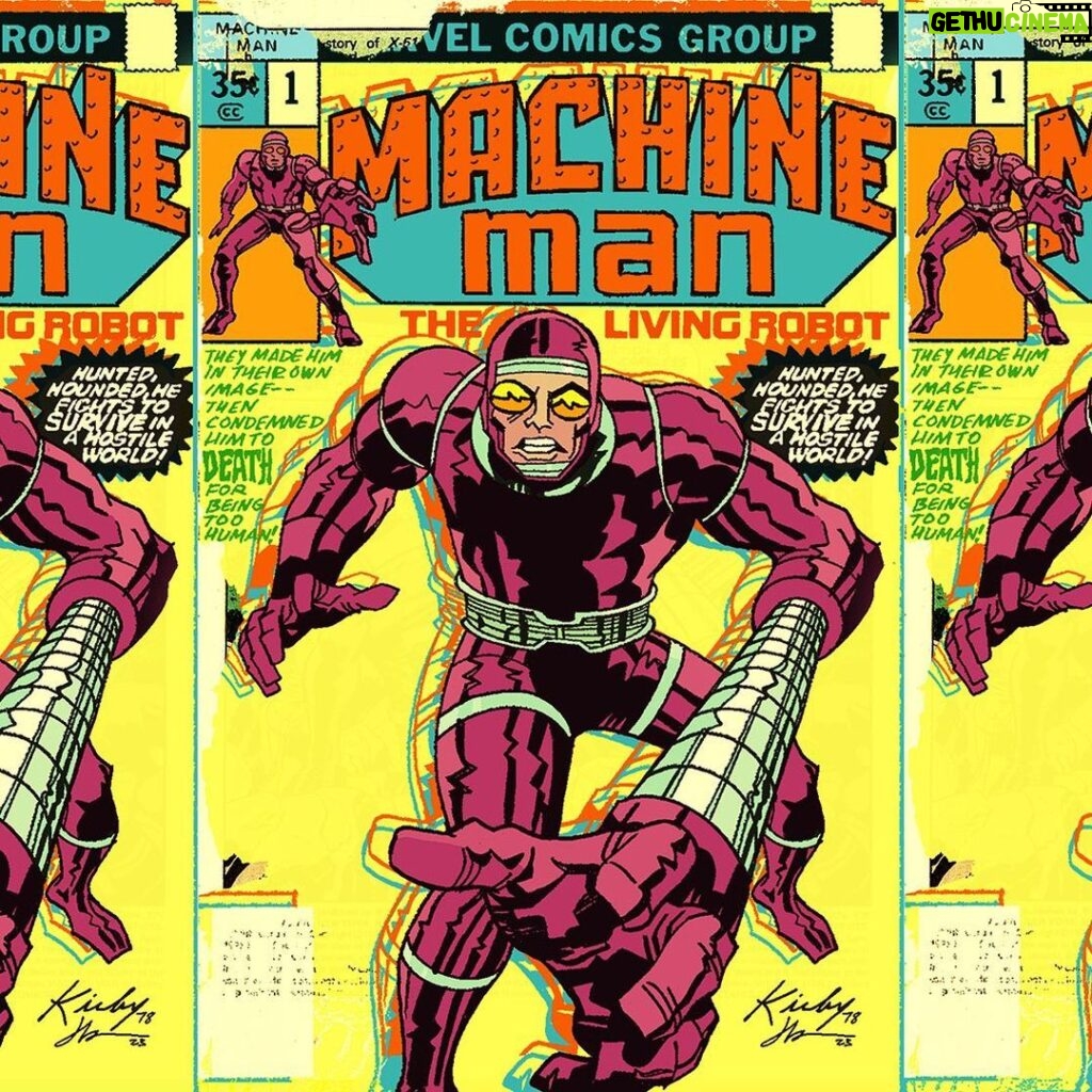 Jason Latour Instagram - My recreation of MACHINE MAN #1, one of the first comics I can remember. Pulled out of a tiny collection of stuff my dad had probably picked up at a flea market. More of this to come in a comic I’m working on. See my by JOINING MY NEWSLETTER at the link in bio. #jackkirby #comicbooks #comics #comicbookart #marvel