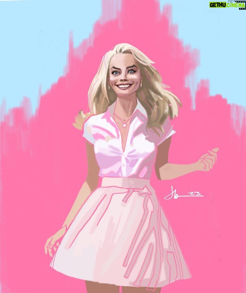 Jason Latour Instagram - Did another #barbie just to get it out of my system. Hopefully a touch of plastic insanity comes across. Was fun to push and experiment. Join my NEWSLETTER at the link in bio. #margotrobbie #oppenheimer #comics #digitalart