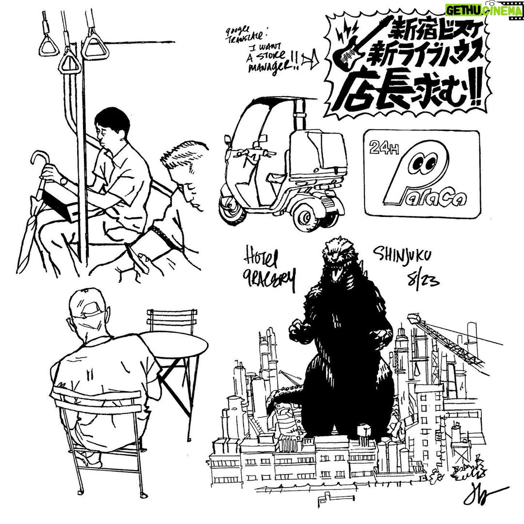 Jason Latour Instagram - Swipe for more studies of #tokyo. #sketchbook #observationaldrawing #lifedrawing #japan #japantravel #procreate #godzilla