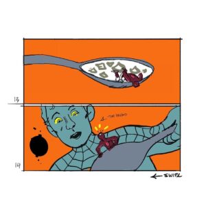 Jason Latour Instagram - For an early cut of #acrossthespiderverse  one of the little side quests  I was asked to pitch in on was possible ways to inject a few more glimpses of other dimensions. So being a masochist— I took it upon myself to storyboard one of my silly pitches. (At the time I had no idea what was in store for Spider-man in other movies. Just a neat coincidence.) — For more join my NEWSLETTER at the link in bio. 

#spiderman #spiderverse #milesmorales #marvel #animation #storyboard #comics #mcu #spidermanacrossthespiderverse #superhero