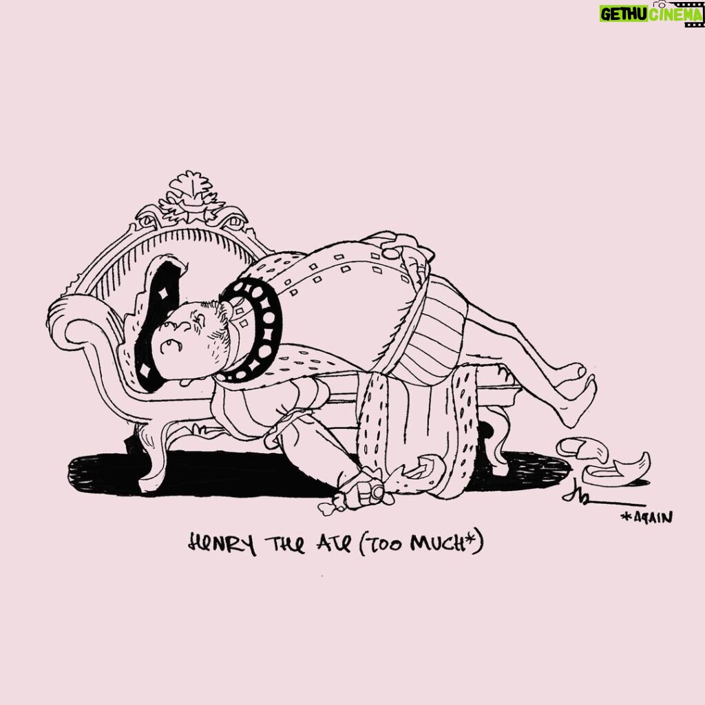 Jason Latour Instagram - “I’ve wined and dined with kings and queens, and I’ve slept in the alley eating pork and beans.”— Dusty Rhodes Dumb cartoon I did to cheer someone up. For more comics join my NEWSLETTER at the link in bio. #comics #cartoon #comicbooks #history #kinghenryviii