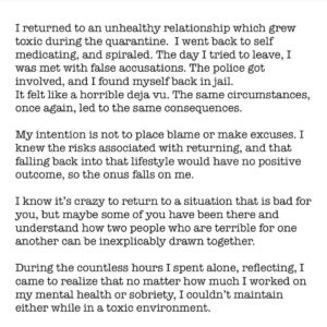 Jason Miller Instagram - Official Statement